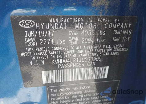 2018 Hyundai Elantra Sport из США, поврежденный, VIN KMHD04LB1JU530909